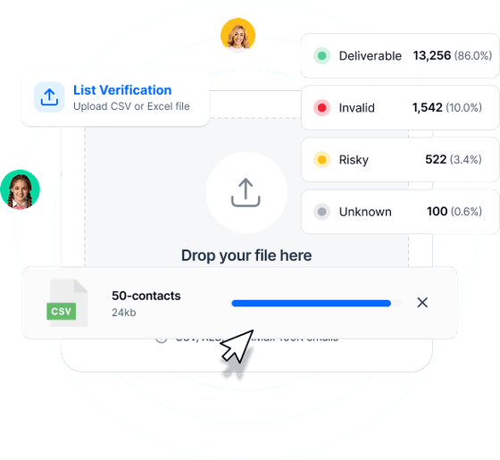 Bulk email list verification with CSV upload