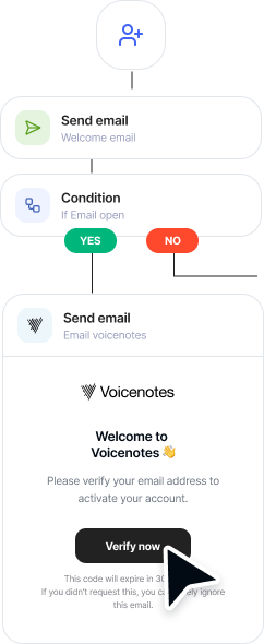Mailercloud automation flow for Voicenotes
